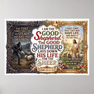 Jesus Christ The Good Shepherd Gives Life Poster