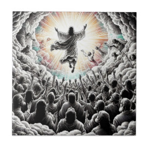 Jesus Christ The Rapture Religious Christian Art Ceramic Tile