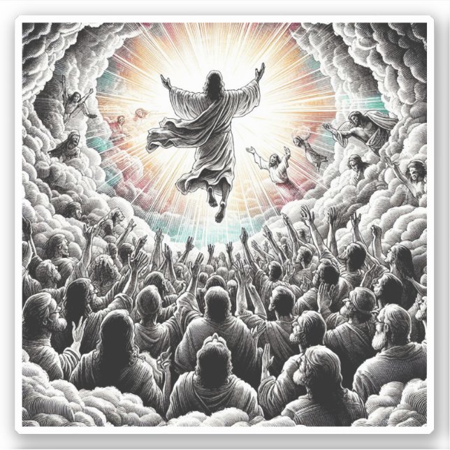 Jesus Christ The Rapture Religious Christian Art  Sticker (Front)