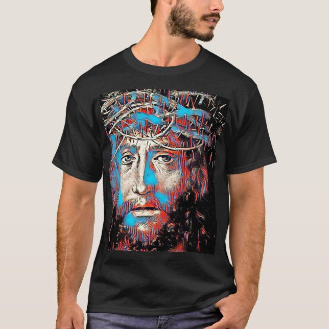 Jesus Christ Thorn Crown Abstract Christian art T-Shirt (Front)
