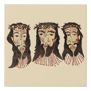 Jesus Christ Thorn Crown Folk art Painting Faux Canvas Print