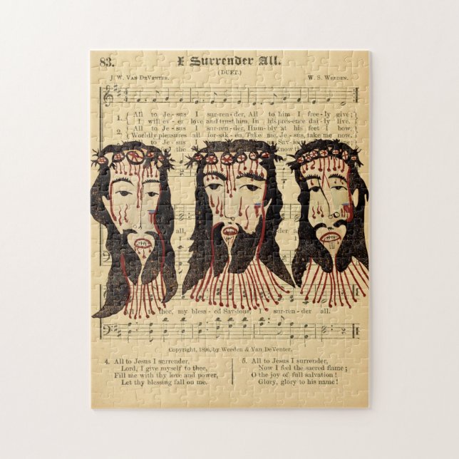 Jesus Christ Thorn Crown Folk art Painting Jigsaw Puzzle (Vertical)