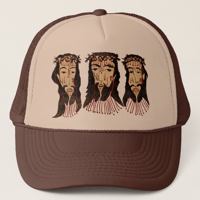 Jesus Christ Thorn Crown Folk art Painting Trucker Hat (Front)
