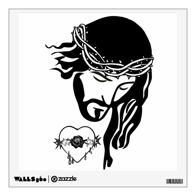 Jesus Christ Thorns Bleeding Heart Art Wall Decal (Front)