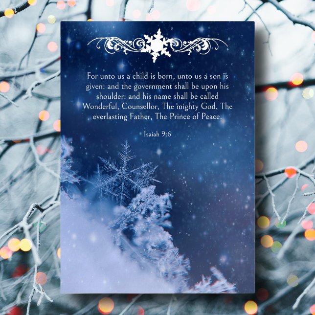 Jesus Christ Verse Snowflakes Christian Christmas  Foil Holiday Card (Creator Uploaded)