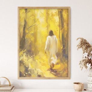 Jesus Christ Walking Art Print, Large Christ Oil  Poster