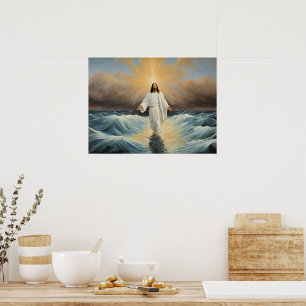 Jesus Christ Walking on Water Poster