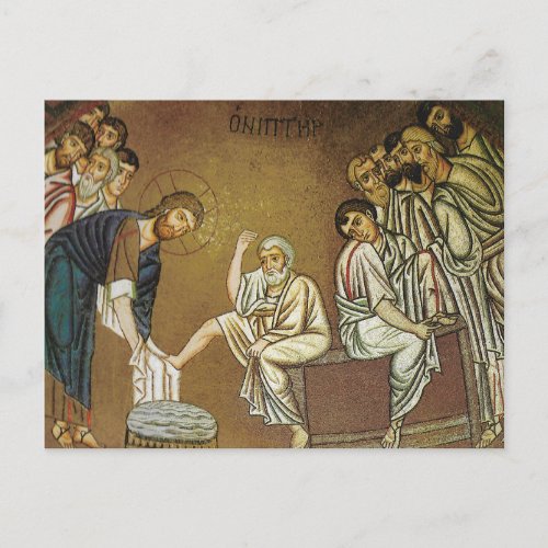 Jesus Christ Washing Apostles Feet Icon Postcard