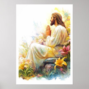 Jesus Christ Watercolor Modern Religious Catholic Poster