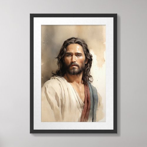 Jesus Christ Watercolor Painting Framed Art