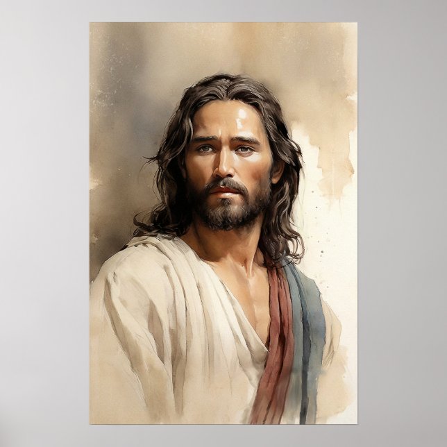 Jesus Christ Watercolor Painting Framed Art (Front)