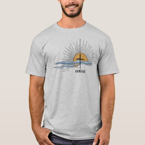  Jesus Christ Watercolor Sunrise Cross Christian  T_Shirt
