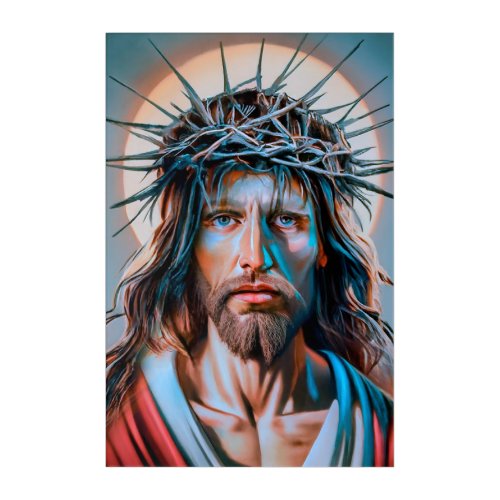 Jesus Christ Wearing Crown of Thorns Acrylic Print