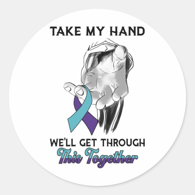 Jesus Christ We'll Get Through Suicide Awareness T Classic Round Sticker (Front)