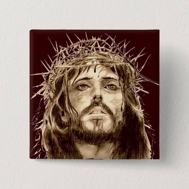 Jesus Christ with a Crown of Thorns Button (Front)