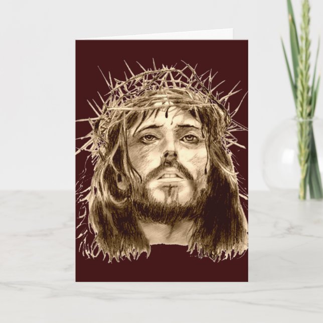 Jesus Christ with a Crown of Thorns Holiday Card (Front)
