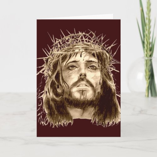 Jesus Christ with a Crown of Thorns Holiday Card