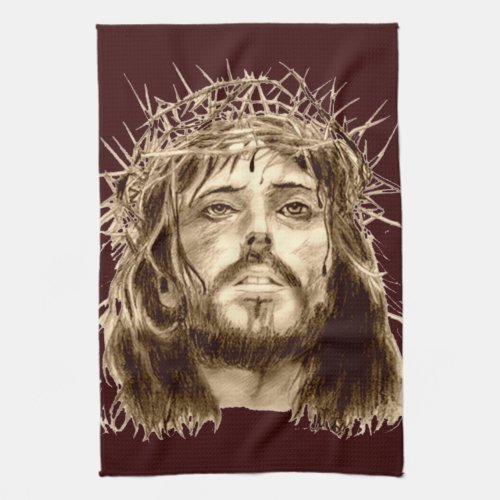 Jesus Christ with a Crown of Thorns Kitchen Towel