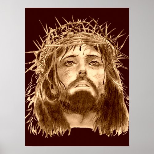 Jesus Christ with a Crown of Thorns Poster