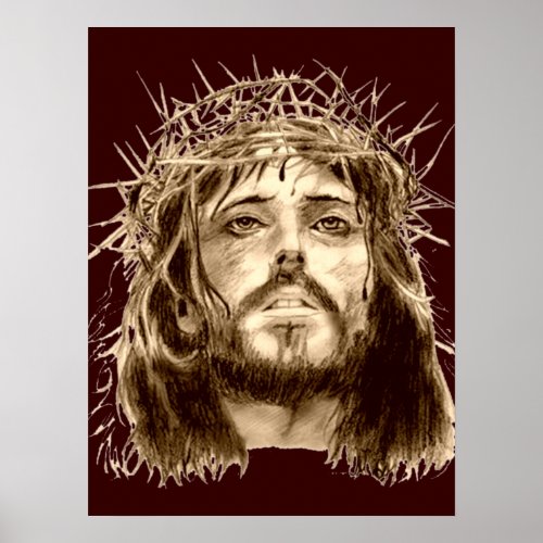 Jesus Christ with a Crown of Thorns Poster