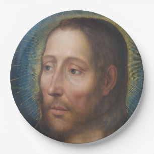 Jesus Christ With a Golden Halo Paper Plates