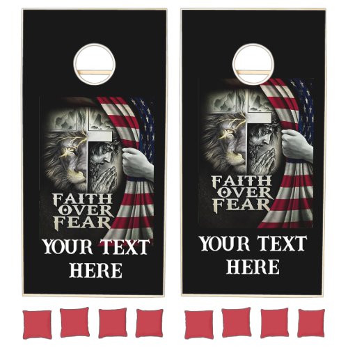 Jesus Christ with American Flag Christian Gift Cornhole Set