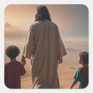 Jesus Christ with Children Square Sticker