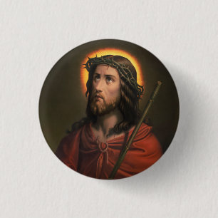 Jesus Christ with Crown of Thorns Button