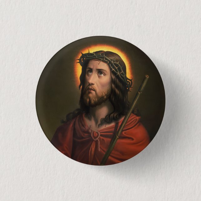 Jesus Christ with Crown of Thorns Button (Front)