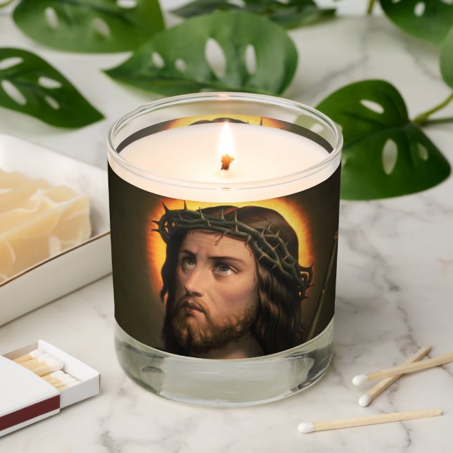 Jesus Christ with Crown of Thorns Scented Candle (Lit)