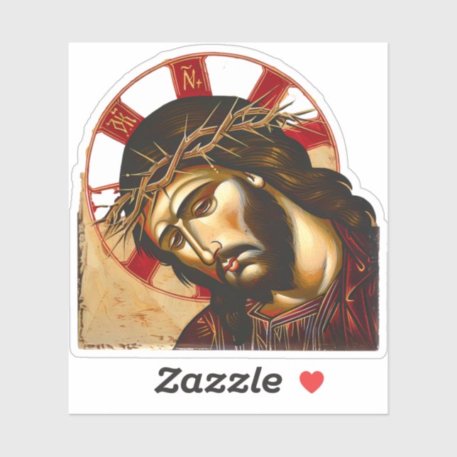 Jesus Christ with Crown of Thorns Vinyl Sticker (Sheet)