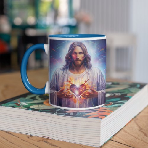 Jesus Christ with Glowing Heart version 7 Coffee Mug
