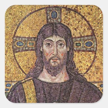 Jesus Christ With Holy Spirit Flame Mosaic Square Sticker by dmorganajonz at Zazzle