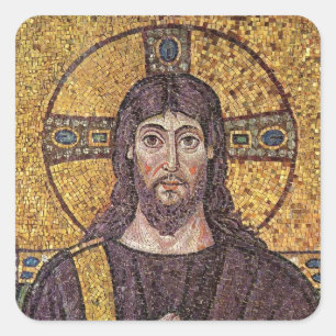 Jesus Christ with Holy Spirit Flame Mosaic Square Sticker