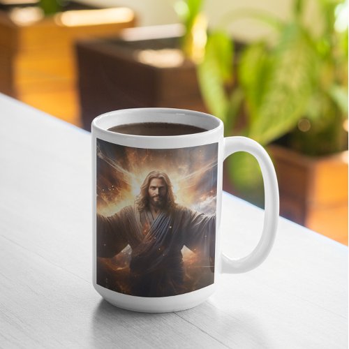 Jesus Christ with Stars and Light version 2 Coffee Mug