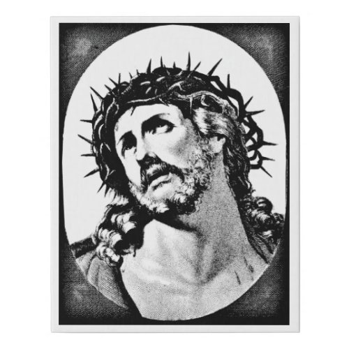 Jesus Christ with thorn crown Vintage religious Ar Faux Canvas Print