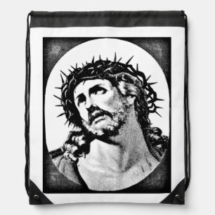 Jesus Christ with thorn crown Vintage religious Drawstring Bag