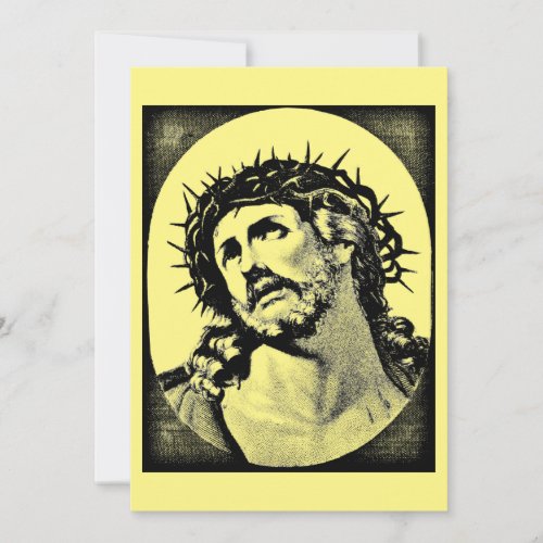 Jesus Christ with thorn crown Vintage religious  Holiday Card