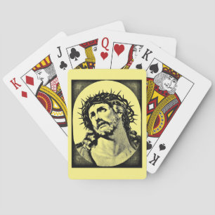 Jesus Christ with thorn crown Vintage religious  Poker Cards