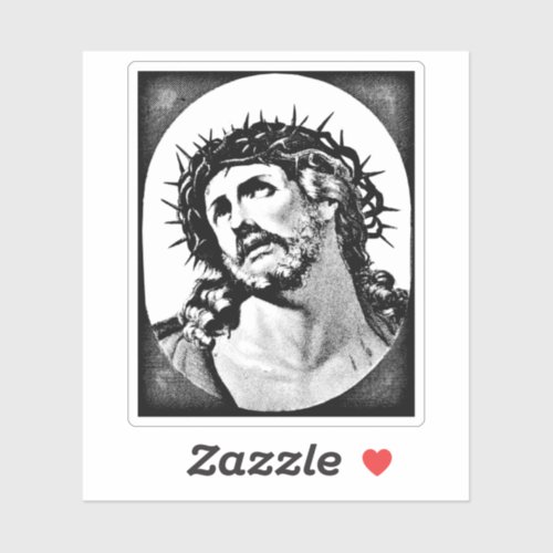 Jesus Christ with thorn crown Vintage religious  Sticker