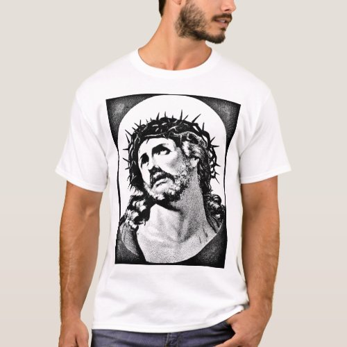 Jesus Christ with thorn crown Vintage religious  T_Shirt