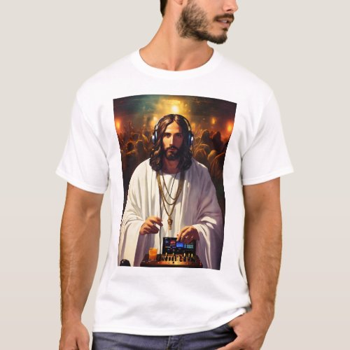 jesus christ with white robe celebrating Halloween T_Shirt