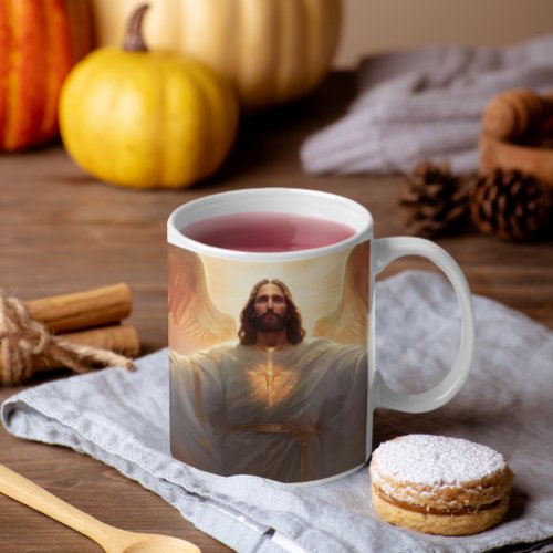 Jesus Christ with Wings and Cross version 1 Coffee Mug