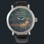 Jesus Christ would you look at the Time Humor Watch<br><div class="desc">Jesus Christ would you look a the Time Funny Jesus Clock - "jesus christ religious humor",  "funny humorous christian joke",  "christianity humour silly fun",  "would you look at the time",  "vintage holy religion art",  "biblical bible lord god",  ,  "vicar priest pastor pun",  "meme christmas easter gift",  "hilarious novelty gifts"</div>