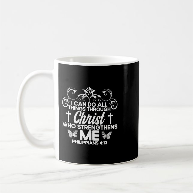 Jesus Christian Bible Verse Philippians 413 Flower Coffee Mug (Left)