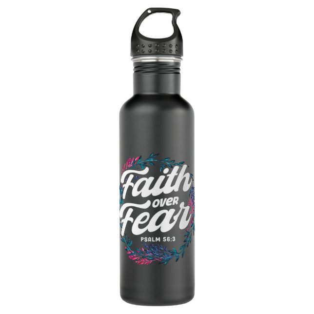 Jesus Christian Bible Verse Psalm 563 Flower Butte Stainless Steel Water Bottle (Front)