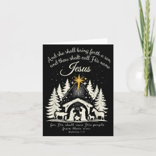 Jesus Christian Christmas Xmas Tree Family Pajamas Card