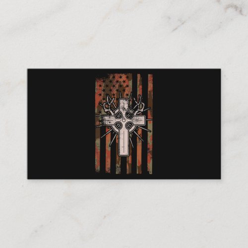 Jesus Christian Cross Hunting American Flag Camo D Business Card