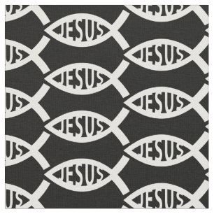 Jesus Christian Fish Pattern Fabric
