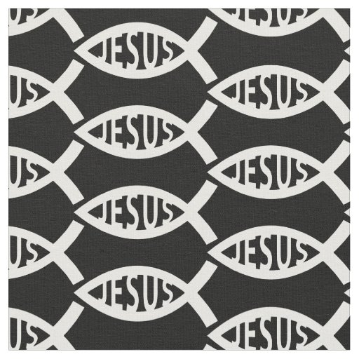 Jesus Christian Fish Pattern Fabric